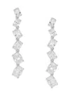 ADRIANA ORSINI WOMEN'S RHODIUM PLATED & CUBIC ZIRCONIA LINEAR DROP EARRINGS