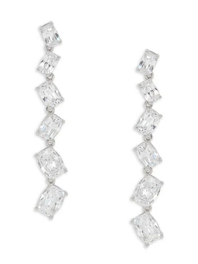 Adriana Orsini Women's Rhodium Plated & Cubic Zirconia Linear Drop Earrings In Brass