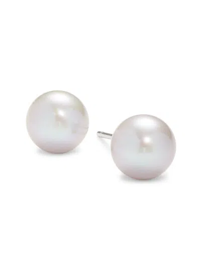 Adriana Orsini Women's Rhodium Plated Sterling Silver & 8.5mm Freshwater Pearl Stud Earrings