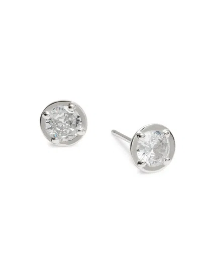 Adriana Orsini Women's Rhodium Plated Sterling Silver & Cubic Zirconia Bezel Stud Earrings