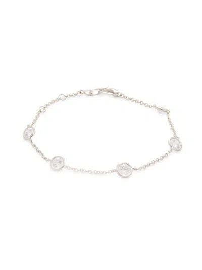 Adriana Orsini Women's Rhodium Plated Sterling Silver & Cubic Zirconia Station Bracelet