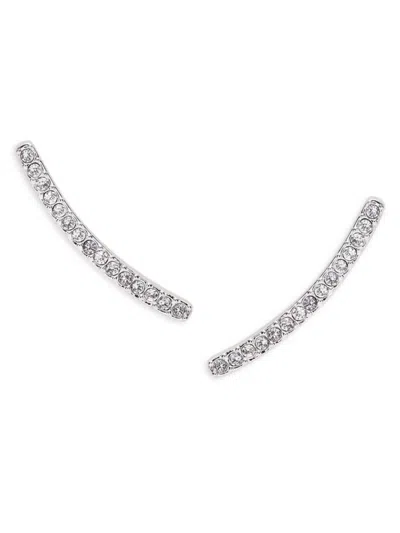 Adriana Orsini Women's Rhodium Plated, Swarovski Crystal & Cubic Zirconia Curved Bar Drop Earrings In Brass