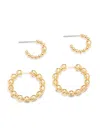 Adriana Orsini Women's Set Of 2 18k Goldplated Double Ball Hoop Earrings In Goldtone