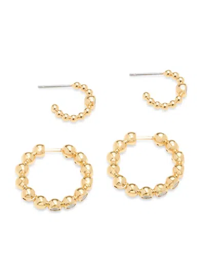 Adriana Orsini Women's Set Of 2 18k Goldplated Double Ball Hoop Earrings In Goldtone
