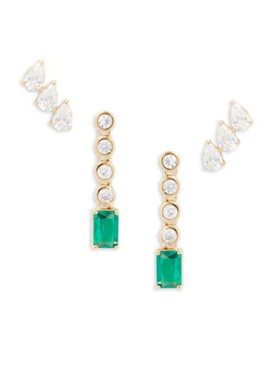 Adriana Orsini Women's Set Of 2 Goldtone & Cubic Zirconia Drop Earrings Set In Metal