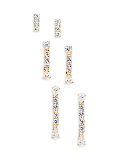 Adriana Orsini Women's Set Of 3 18k Goldplated & Cubic Zirconia Linear Earrings