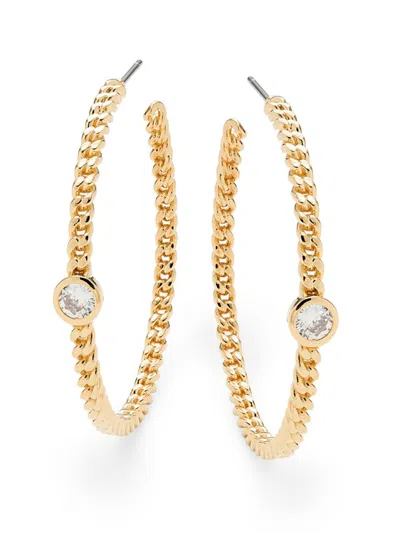 Adriana Orsini Women's Shimmer 18k Goldplated & Cubic Zirconia Half Hoop Earrings In Brass