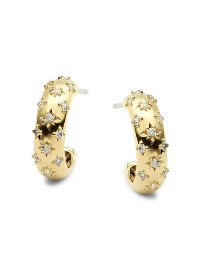 Adriana Orsini Women's Shimmer 18k Goldplated & Cubic Zirconia Half Huggie Earrings In Brass