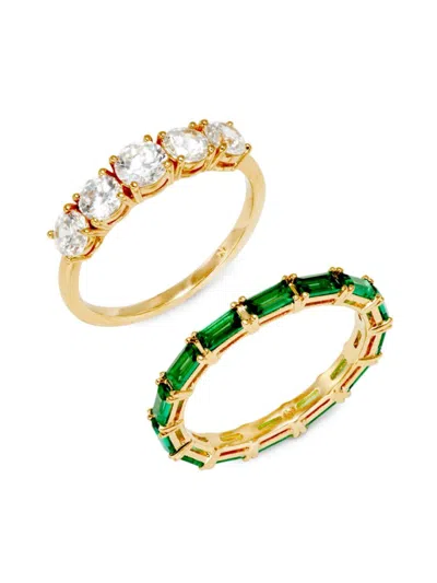 Adriana Orsini Women's Social Lights 2-piece 18k Goldplated & Cubic Zirconia Ring Set In Brass