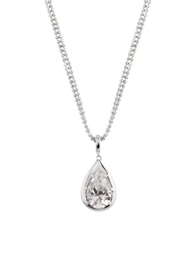 Adriana Orsini Women's Sunny Cubic Zirconia Teardrop Pendant Necklace In Silver