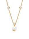 ADRIANA ORSINI WOMEN'S SWEET PEA 18K GOLDPLATED, SIMULATED PEARL & CUBIC ZIRCONIA DROP NECKLACE
