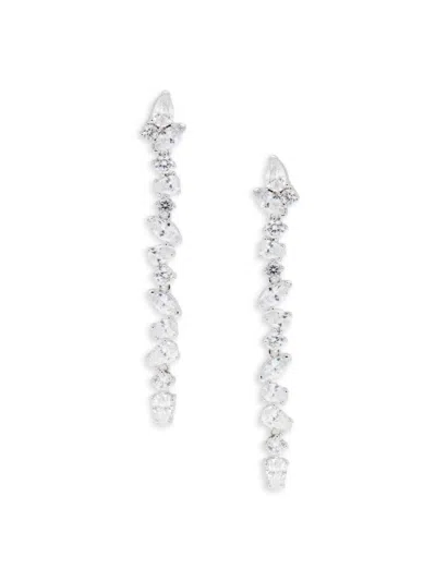 Adriana Orsini Women's Tezoro Rhodium Plated & Cubic Zirconia Drop Earrings In Brass