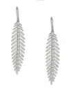 Adriana Orsini Women's Vanessa Rhodium Plated & Cubic Zirconia Feather Dangle Earrings In Brass