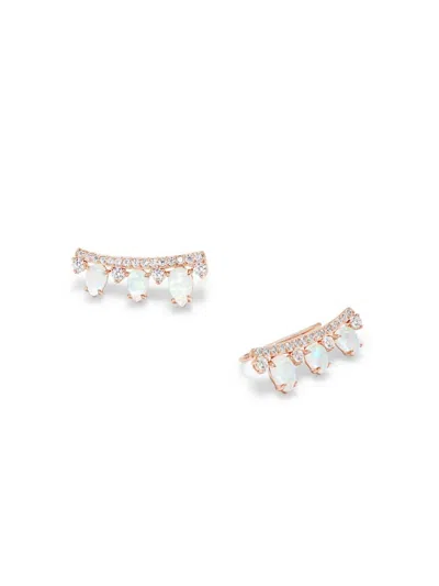 Adriana Orsini Women's Vanessa Rose Goldtone, Cubic Zirconia & Clear Quartz Opal Climber Earrings