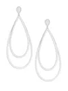 Adriana Orsini Women's White Rhodium-plated & Cubic Zirconia Double Oblong Drop Earrings In White