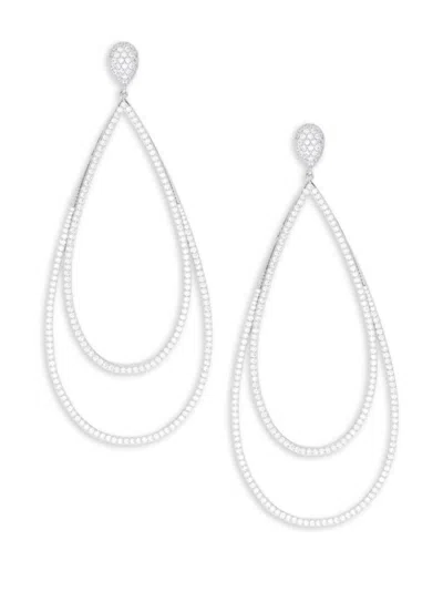 Adriana Orsini Women's White Rhodium-plated & Cubic Zirconia Double Oblong Drop Earrings