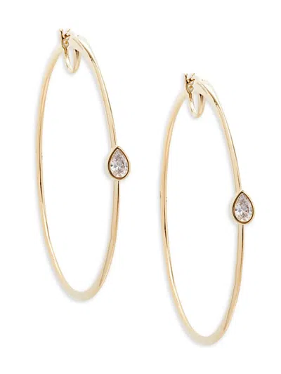 Adriana Orsini Women's Zoe 18k Goldplated & Cubic Zirconia Large Hoop Earrings In Brass