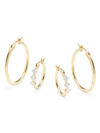 Adriana Orsini Women's Zoe 2-piece 18k Goldplated Hoop Earrings In Brass