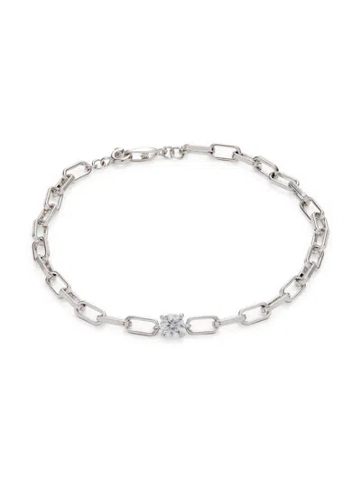 Adriana Orsini Women's Zoe Rhodium Plated & Cubic Zirconia Link Bracelet In Brass