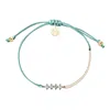 Adriana Pappas Designs Women's Blue Cz Crystal Bar Bracelet On Colored Cord - Mermaid In Blue