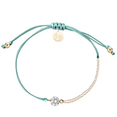 Adriana Pappas Designs Women's Blue Cz Solitaire Bracelet On Colored Cord - Mermaid