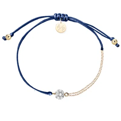 Adriana Pappas Designs Women's Blue Cz Solitaire Bracelet On Colored Cord - Navy