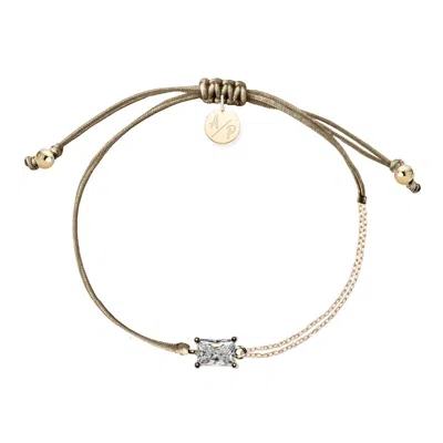 Adriana Pappas Designs Women's Brown Cz Emerald Cut Bracelet On Colored Cord - Cappuccino
