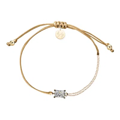 Adriana Pappas Designs Women's Brown Cz Emerald Cut Bracelet On Colored Cord - Caramel