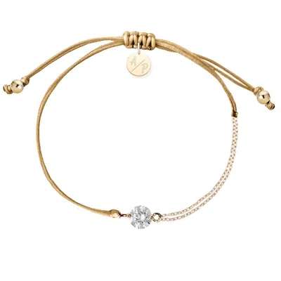 Adriana Pappas Designs Women's Brown Cz Solitaire Bracelet On Colored Cord - Caramel