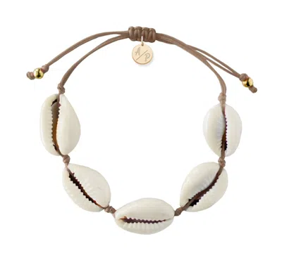 Adriana Pappas Designs Women's Brown Natural Shell Adjustable Bracelet On Colored Cord - Cappuccino