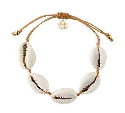 Adriana Pappas Designs Women's Brown Natural Shell Adjustable Bracelet On Colored Cord - Caramel