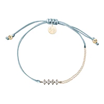 Adriana Pappas Designs Women's Cz Crystal Bar Bracelet On Colored Cord - Bluebell