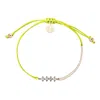 Adriana Pappas Designs Women's Cz Crystal Bar Bracelet On Colored Cord - Neon Yellow In Yellow