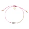 Adriana Pappas Designs Women's Cz Crystal Bar Bracelet On Colored Cord - Pink In Pink