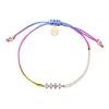 Adriana Pappas Designs Women's Cz Crystal Bar Bracelet On Colored Cord - Rainbow In Yellow