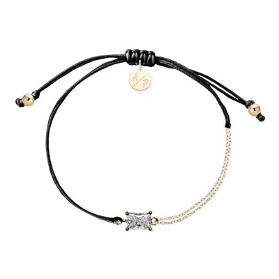 Adriana Pappas Designs Women's Cz Emerald Cut Bracelet On Colored Cord - Black