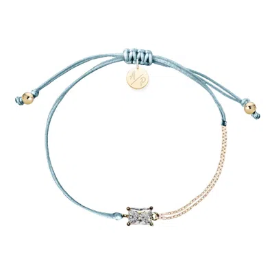 Adriana Pappas Designs Women's Cz Emerald Cut Bracelet On Colored Cord - Bluebell