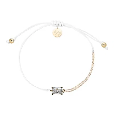 Adriana Pappas Designs Women's Cz Emerald Cut Bracelet On Colored Cord - White