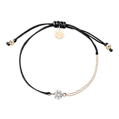 Adriana Pappas Designs Women's Cz Solitaire Bracelet On Colored Cord - Black