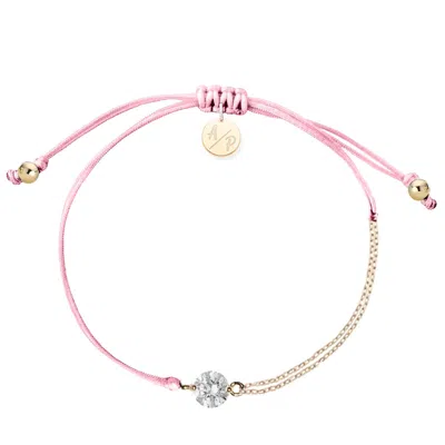 Adriana Pappas Designs Women's Cz Solitaire Bracelet On Colored Cord - Pink