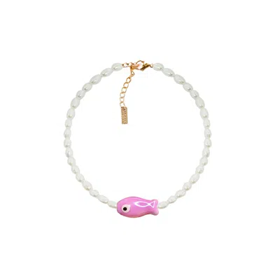 Adriana Pappas Designs Women's Fishy Pearls Anklet - Pink