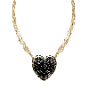 Adriana Pappas Designs Women's Gold / Black Chained Pave Heart Necklace - Black In Multi