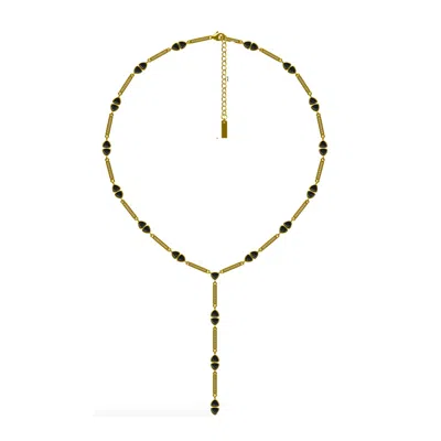 Adriana Pappas Designs Women's Gold / Black Gemstone Links Lariat - Gold In Multi