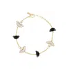 Adriana Pappas Designs Women's Gold / Black / White Black Tie Bracelet In Multi