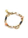 Adriana Pappas Designs Women's Gold / Black / White Mariner Shell Bracelet In Multi