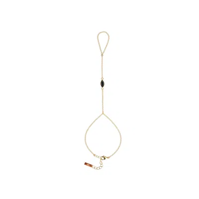 Adriana Pappas Designs Women's Gold Dainty Marquise Hand Chain- Black