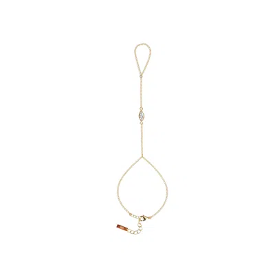Adriana Pappas Designs Women's Gold Dainty Marquise Hand Chain- Clear