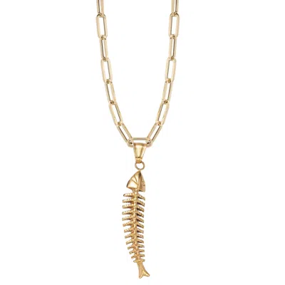 Adriana Pappas Designs Women's Gold Fishbone Pendant Necklace