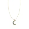 Adriana Pappas Designs Women's Gold / Green / White Emerald Moon Necklace In Multi