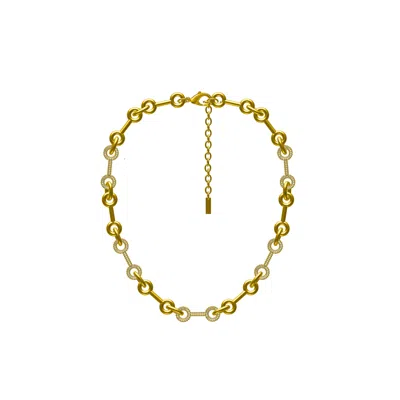 Adriana Pappas Designs Women's Gold Pave Bar Link Necklace